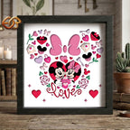 Valentine Mouse Couple Shadow Box SVG for Cricut | 3D Layered SVG Paper Cut Light Box Template 1