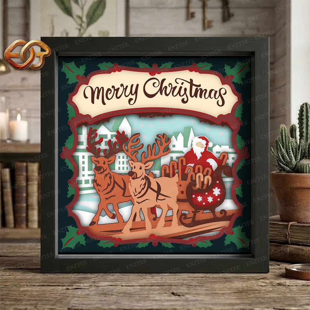Santa Claus Shadow Box SVG for Cricut | 3D Layered SVG Paper Cut Light Template 3