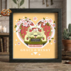 Personalized Wedding Car Shadow Box SVG for Cricut | 3D Layered SVG Paper Cut Light Box Template