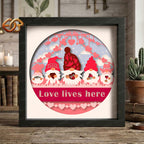 Valentine Gnome Shadow Box SVG for Cricut | 3D Layered SVG Paper Cut Light Box Template 1
