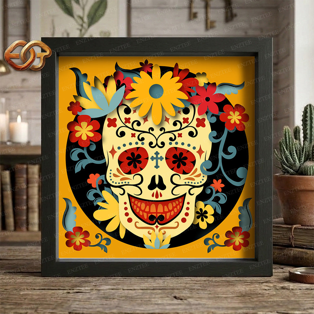 Skull Shadow Box SVG for Cricut | 3D Layered SVG Paper Cut Light Template