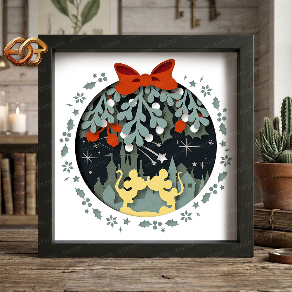 Mistletoe Shadow Box SVG for Cricut | 3D Layered SVG Paper Cut Light Template 1