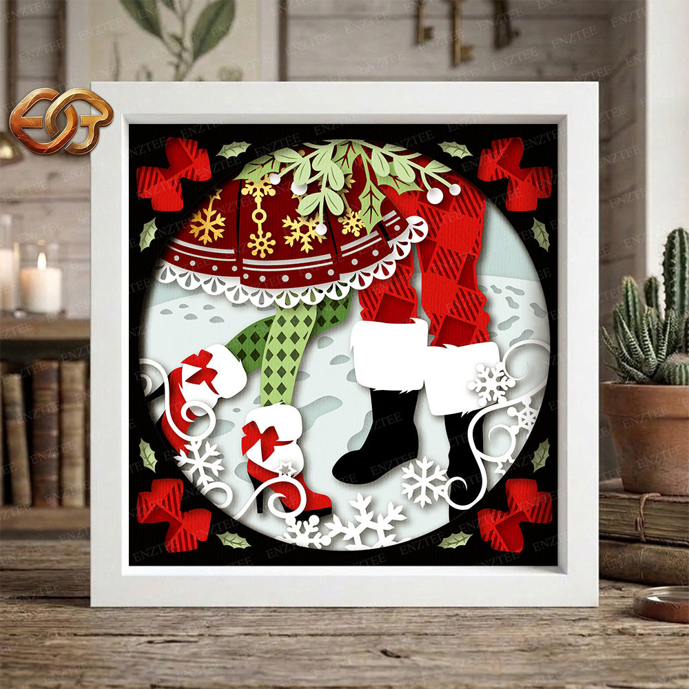 Mistletoe Shadow Box SVG for Cricut | 3D Layered SVG Paper Cut Light Template 2
