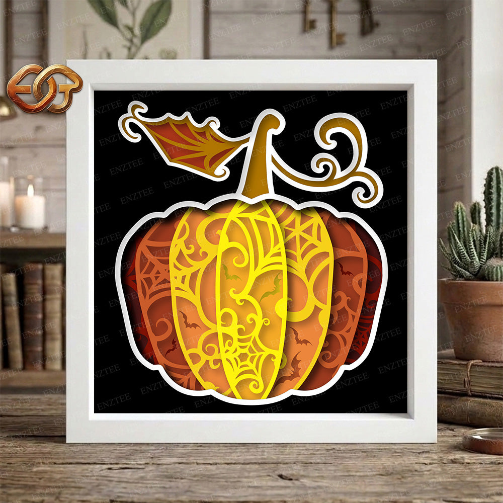 Pumpkin Shadow Box SVG for Cricut | 3D Layered SVG Paper Cut Light Template 2