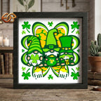 Lucky Gnomes Shadow Box SVG for Cricut | 3D Layered SVG Paper Cut Light Box Template