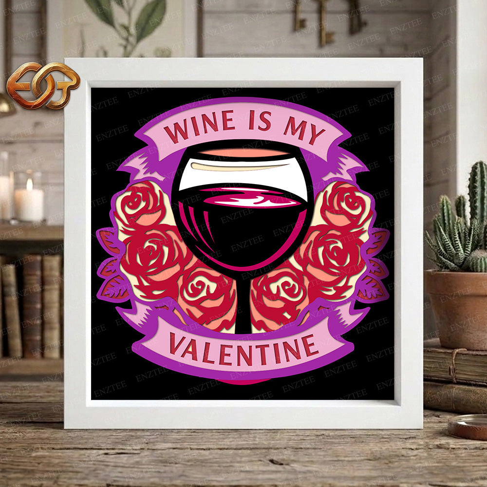 Wine Shadow Box SVG for Cricut | 3D Layered SVG Paper Cut Light Box Template