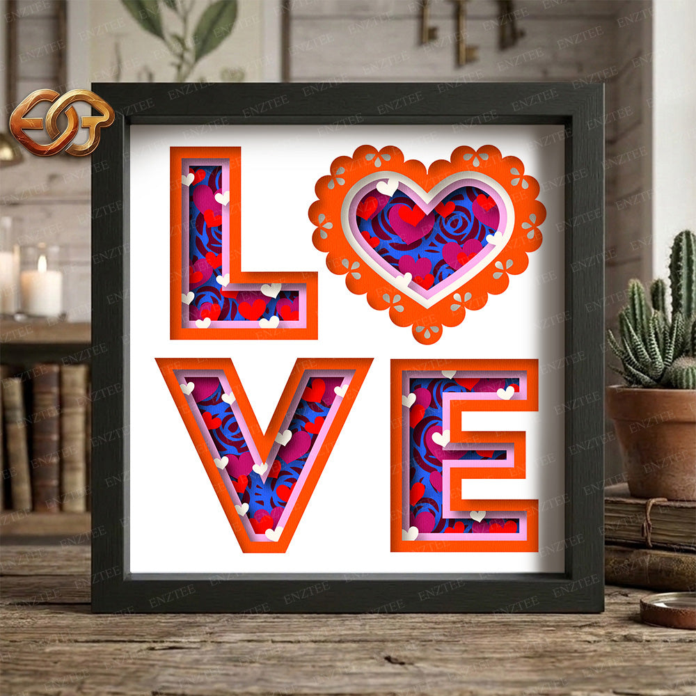 LOVE Shadow Box SVG for Cricut | 3D Layered SVG Paper Cut Light Box Template