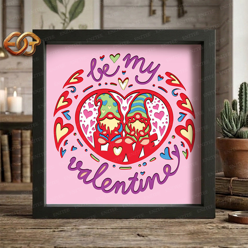 Valentine Gnome Shadow Box SVG for Cricut | 3D Layered SVG Paper Cut Light Box Template 2