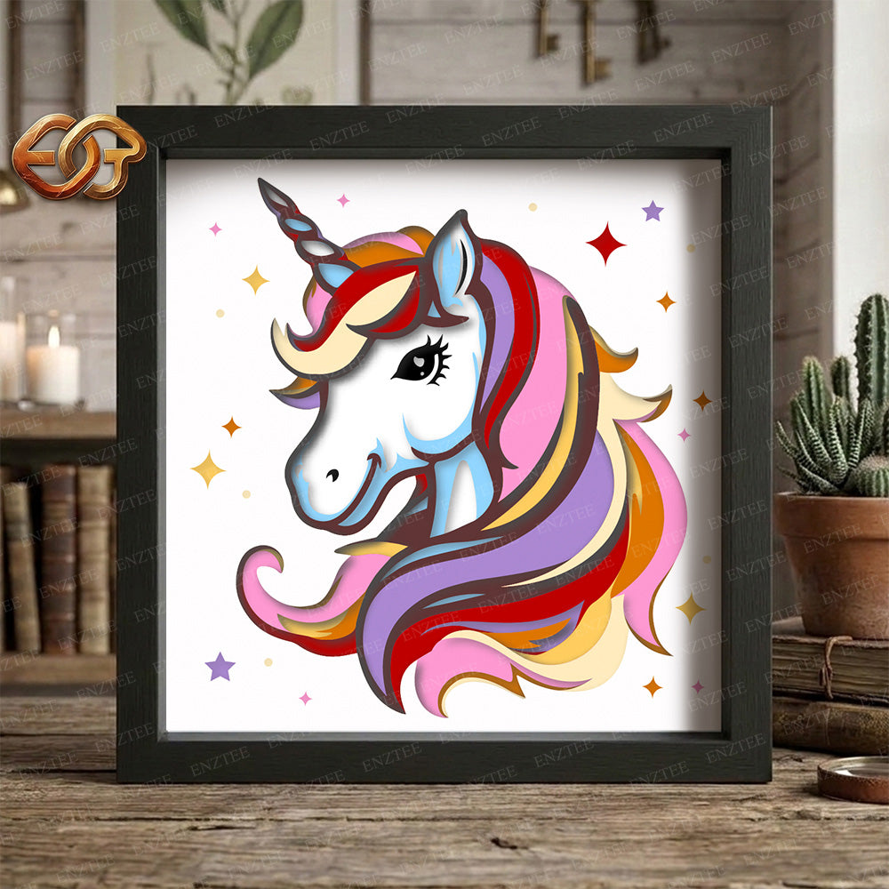 Unicorn Shadow Box SVG for Cricut | 3D Layered SVG Paper Cut Light Template 2