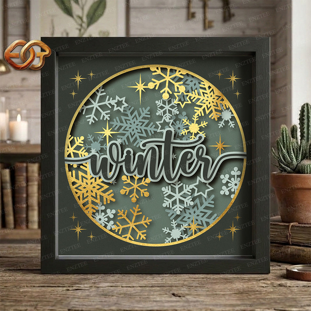Winter Shadow Box SVG for Cricut | 3D Layered SVG Paper Cut Light Template