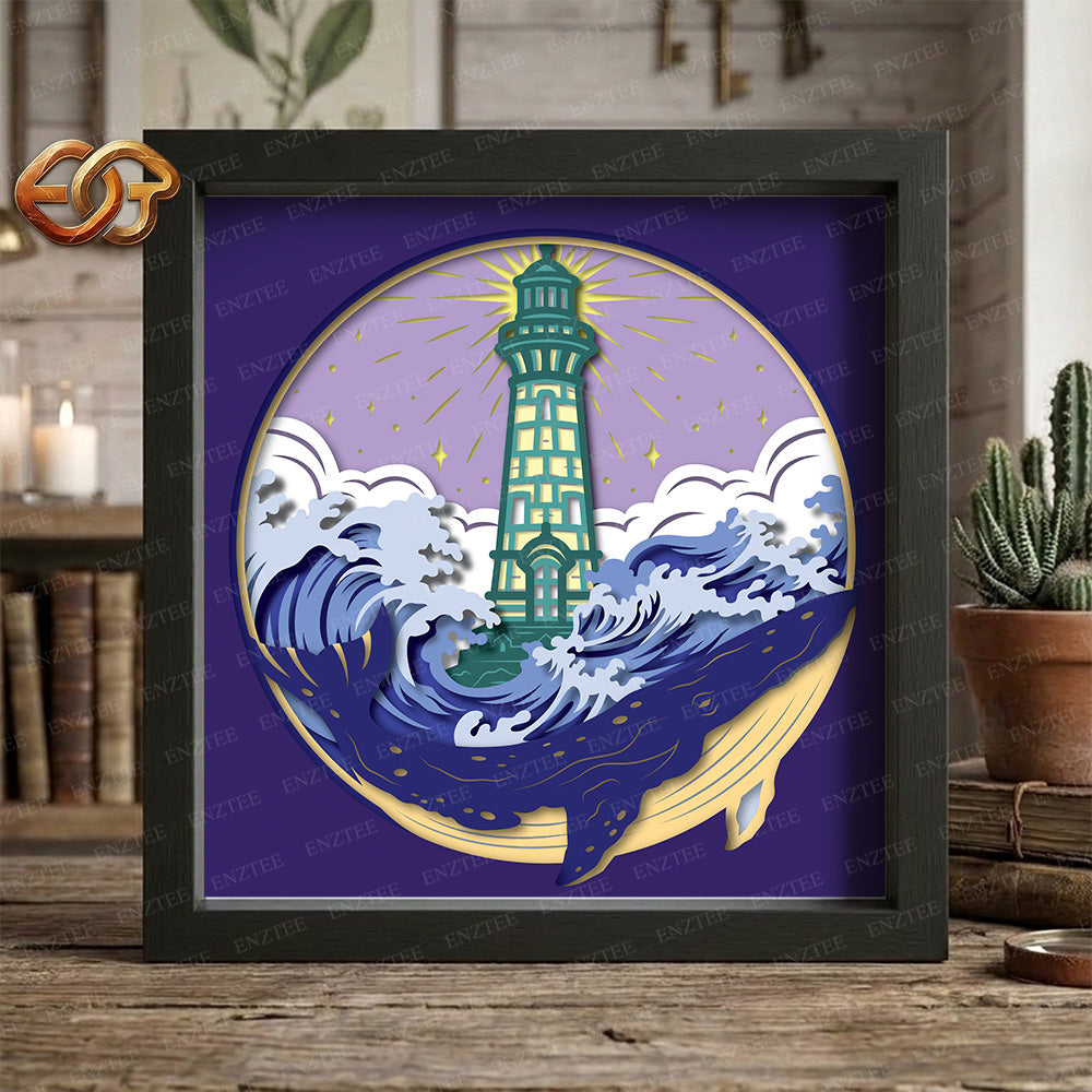 Lighthouse Shadow Box SVG for Cricut | 3D Layered SVG Paper Cut Light Box Template