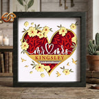 Personalized Floral Wedding Shadow Box SVG for Cricut | 3D Layered SVG Paper Cut Light Box Template