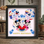 Happy Birthday Mouse Couple Shadow Box SVG for Cricut | 3D Layered SVG Paper Cut Light Template