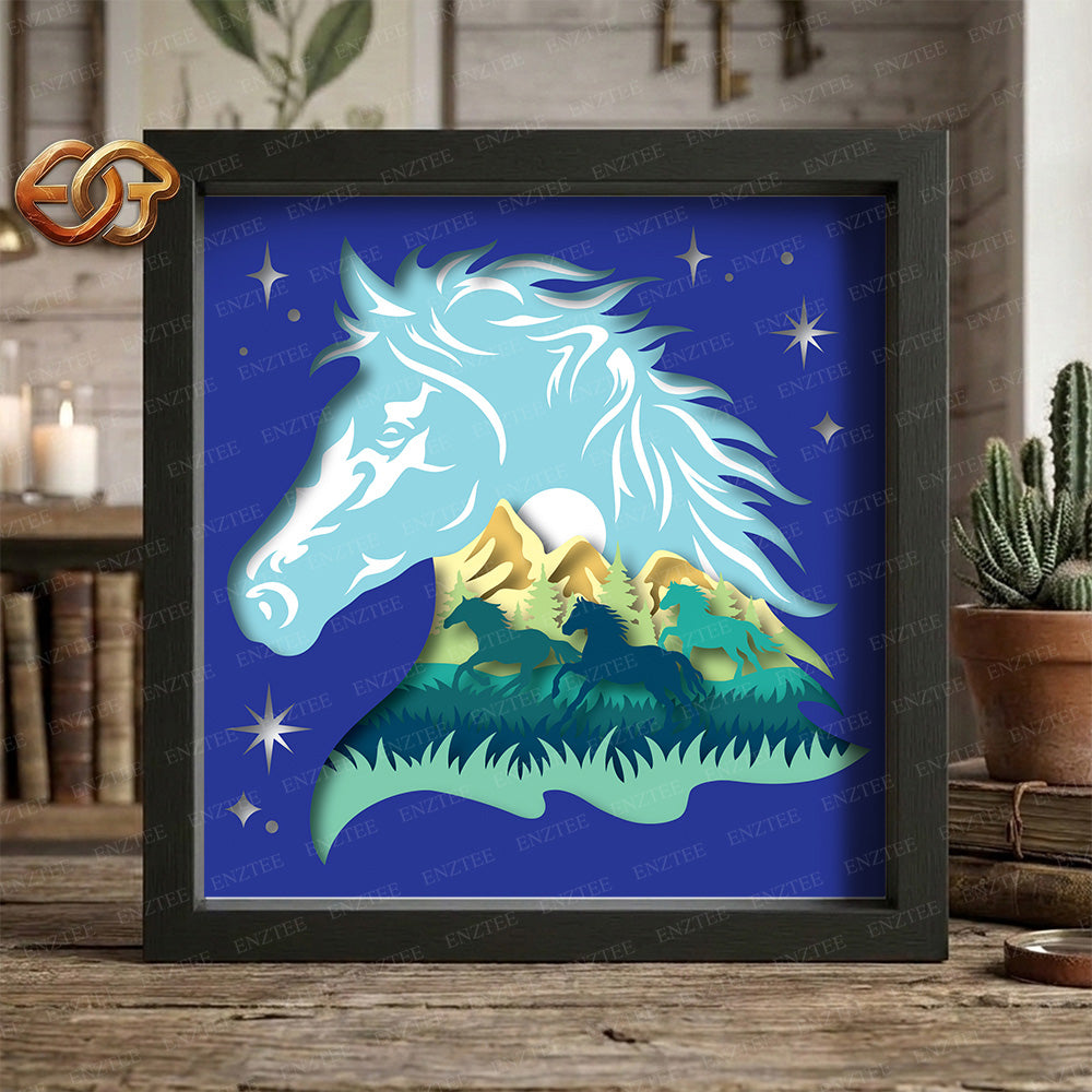 Horse Shadow Box SVG for Cricut | 3D Layered SVG Paper Cut Light Template 2