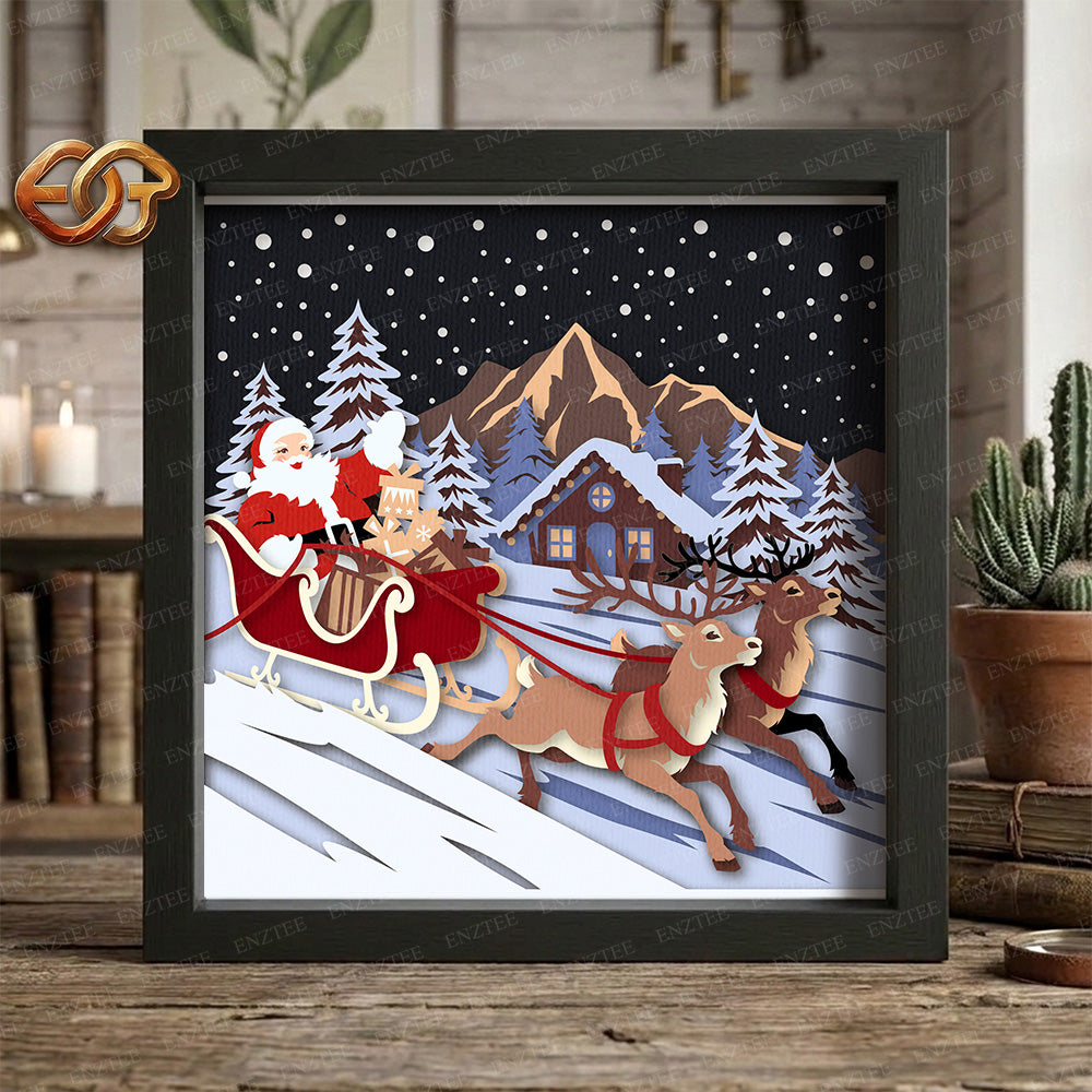 Santa Claus Shadow Box SVG for Cricut | 3D Layered SVG Paper Cut Light Template 5