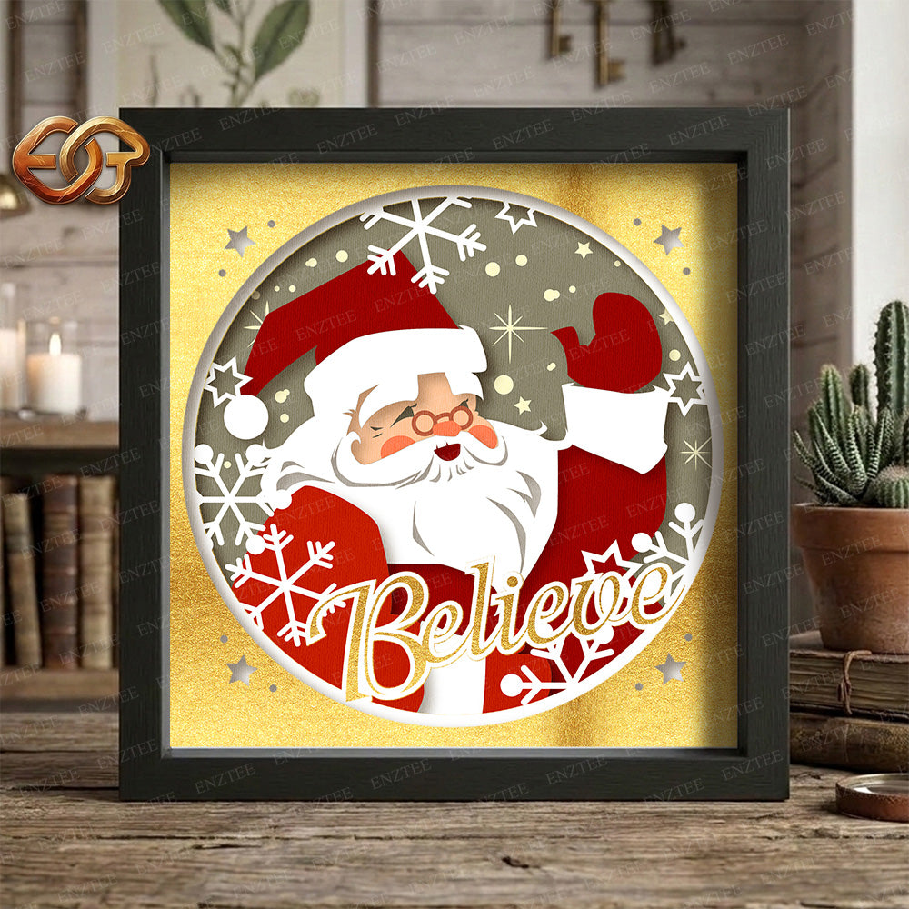 Santa Claus Shadow Box SVG for Cricut | 3D Layered SVG Paper Cut Light Template 2