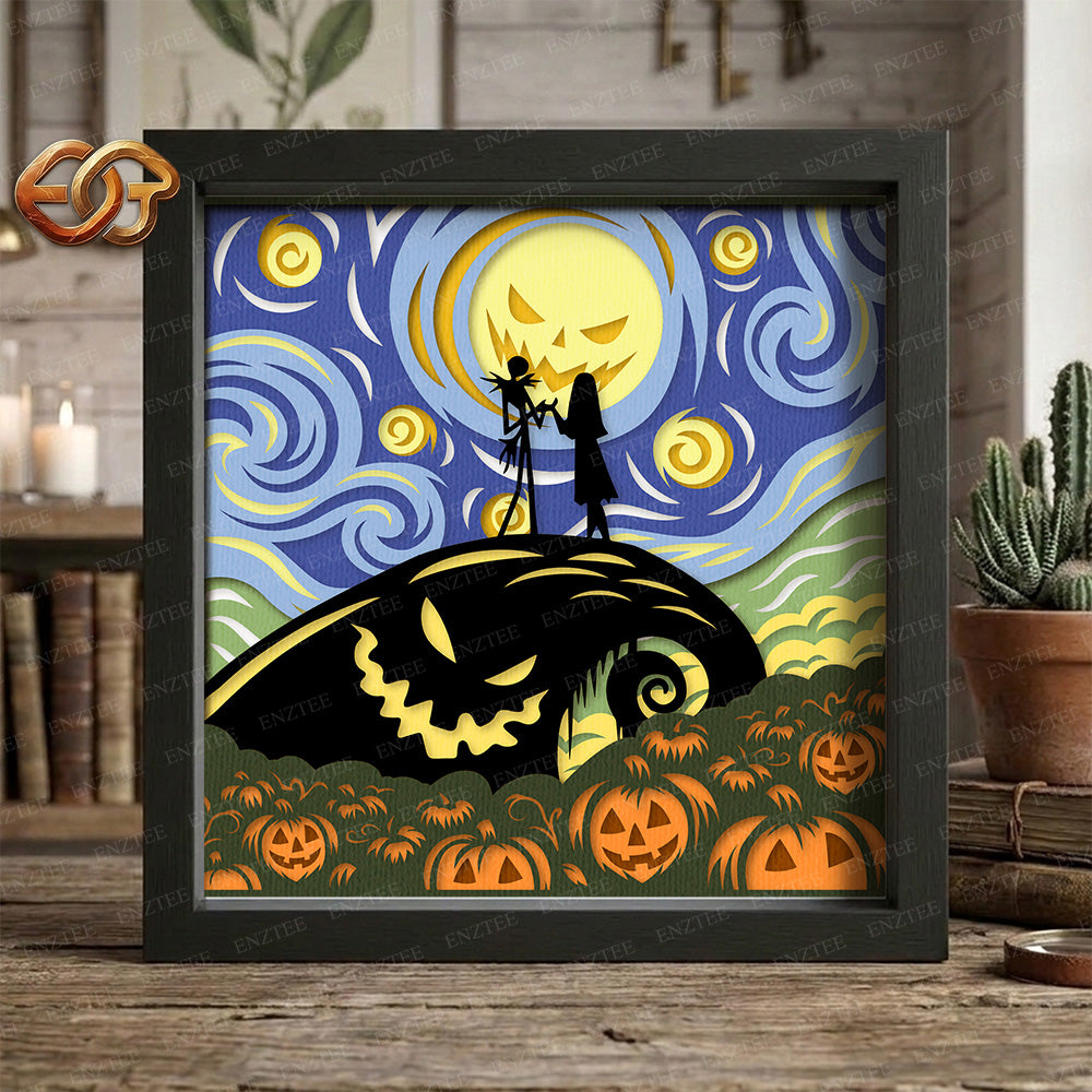 Starry Fright Shadow Box SVG for Cricut | 3D Layered SVG Paper Cut Light Template