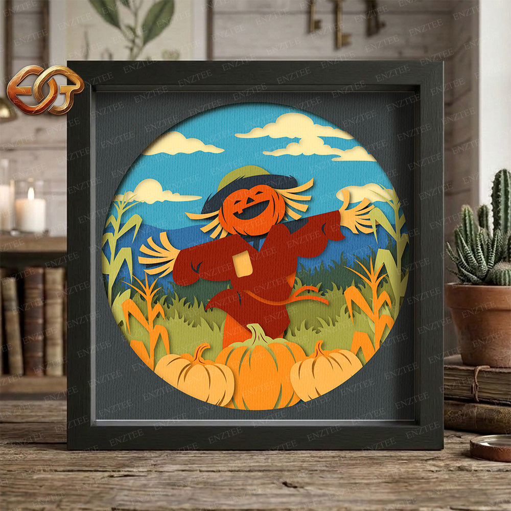 Scarecrow Shadow Box SVG for Cricut | 3D Layered SVG Paper Cut Light Template