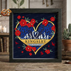 Personalized Floral Wedding Shadow Box SVG for Cricut | 3D Layered SVG Paper Cut Light Box Template