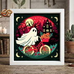 Spooky Bike Ride Shadow Box SVG for Cricut | 3D Layered SVG Paper Cut Light Template