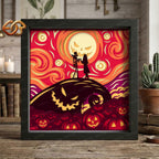 Starry Fright Shadow Box SVG for Cricut | 3D Layered SVG Paper Cut Light Template