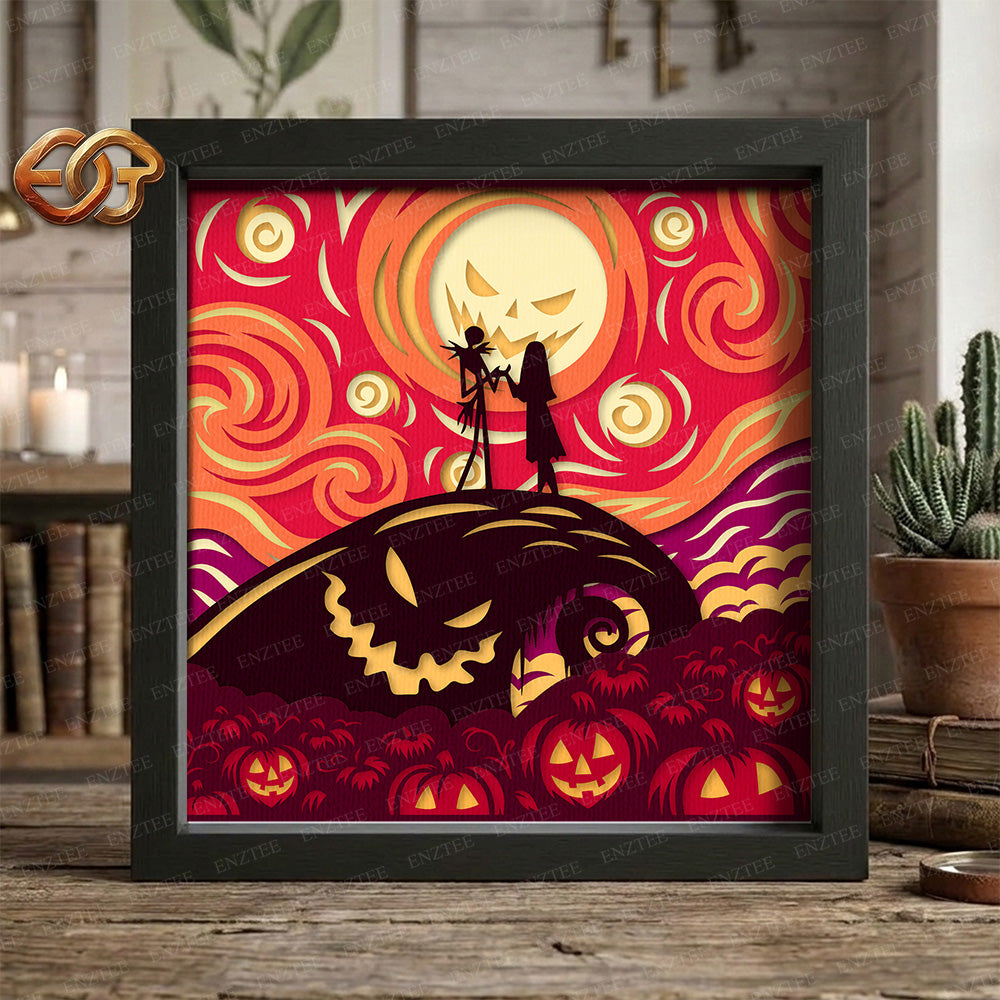 Starry Fright Shadow Box SVG for Cricut | 3D Layered SVG Paper Cut Light Template