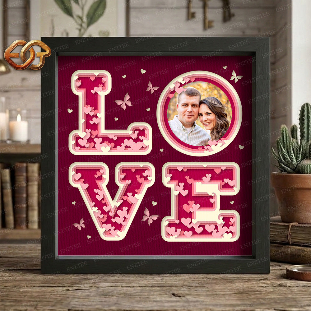 Personalized Love Shadow Box SVG for Cricut | 3D Layered SVG Paper Cut Light Box Template