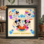 Happy Birthday Mouse Couple Shadow Box SVG for Cricut | 3D Layered SVG Paper Cut Light Template