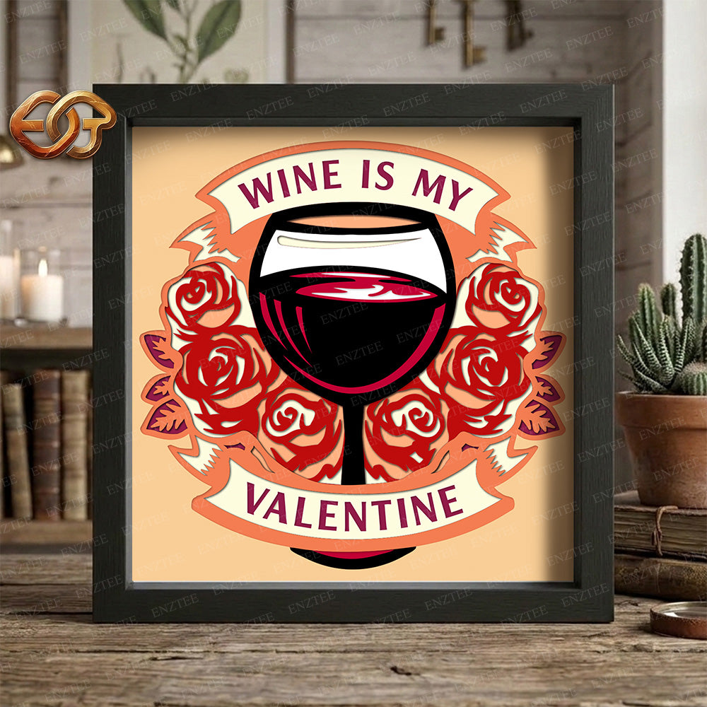 Wine Shadow Box SVG for Cricut | 3D Layered SVG Paper Cut Light Box Template