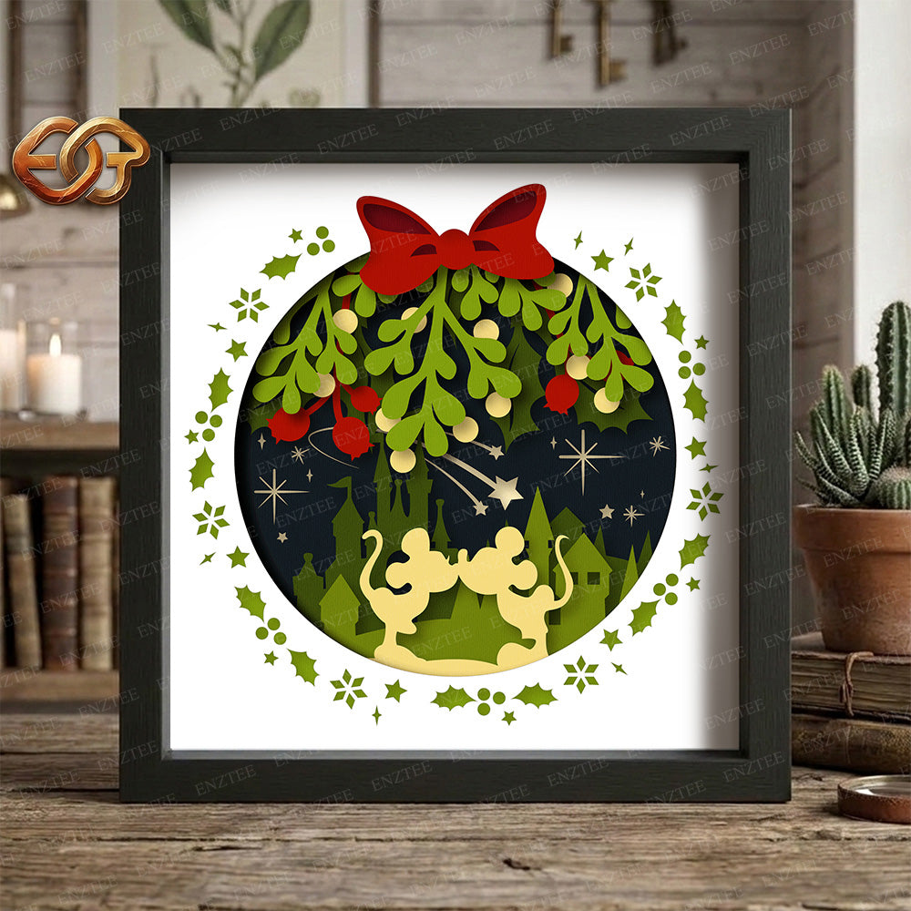 Mistletoe Shadow Box SVG for Cricut | 3D Layered SVG Paper Cut Light Template 1