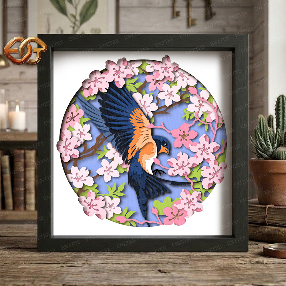 Swallow Shadow Box SVG for Cricut | 3D Layered SVG Paper Cut Light Template
