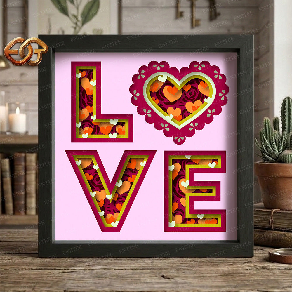 LOVE Shadow Box SVG for Cricut | 3D Layered SVG Paper Cut Light Box Template