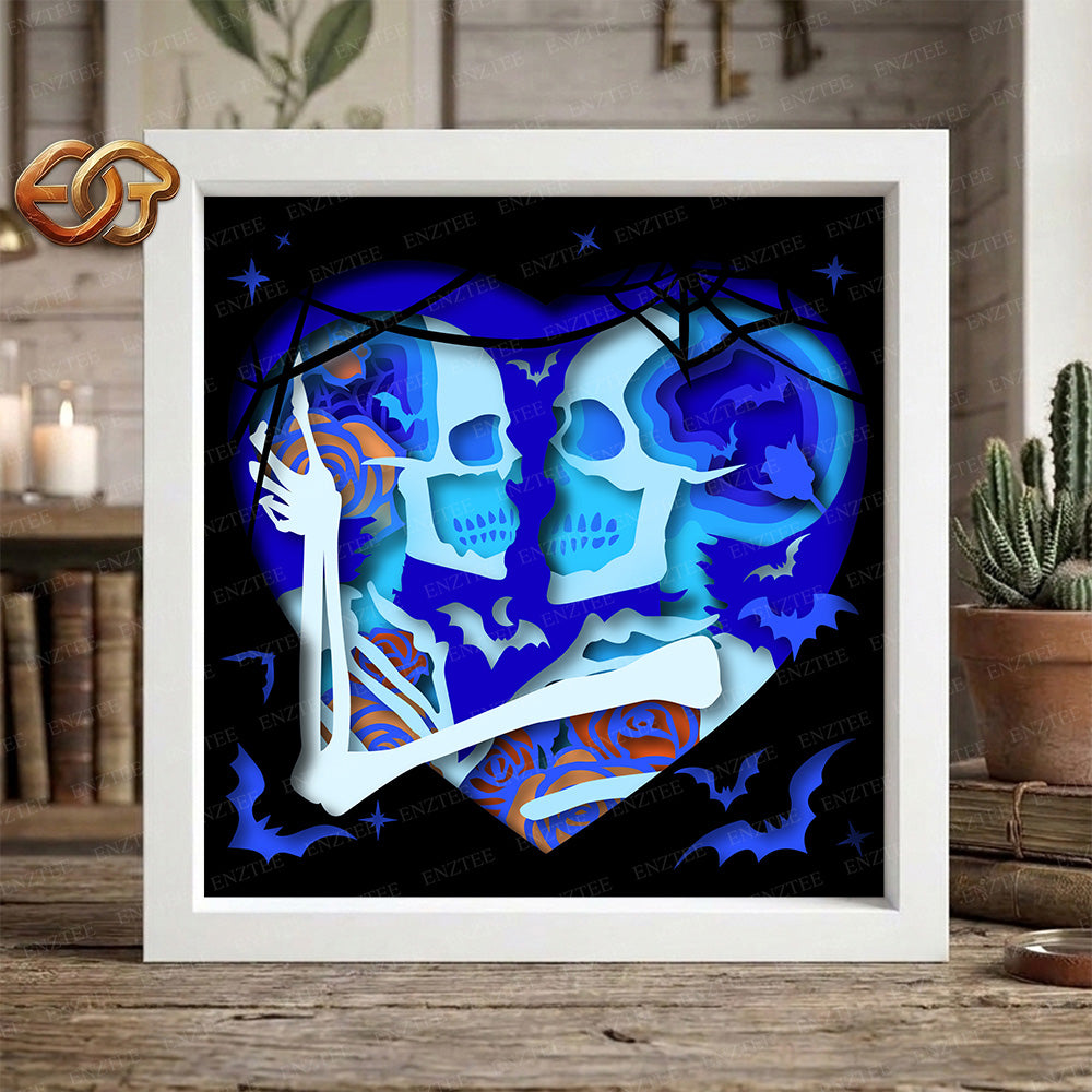 Skeletons Shadow Box SVG for Cricut | 3D Layered SVG Paper Cut Light Template