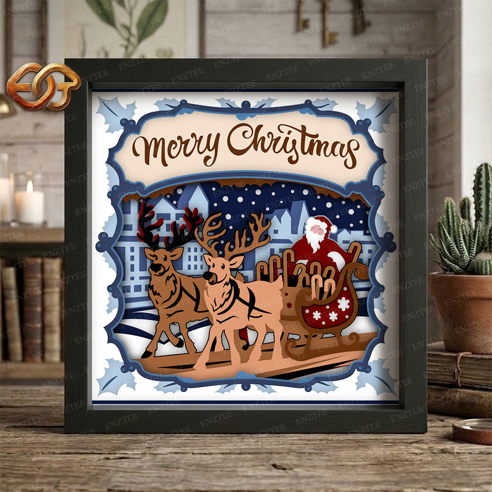 Santa Claus Shadow Box SVG for Cricut | 3D Layered SVG Paper Cut Light Template 3