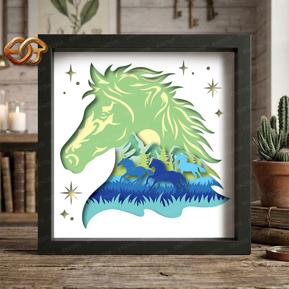Horse Shadow Box SVG for Cricut | 3D Layered SVG Paper Cut Light Template 2