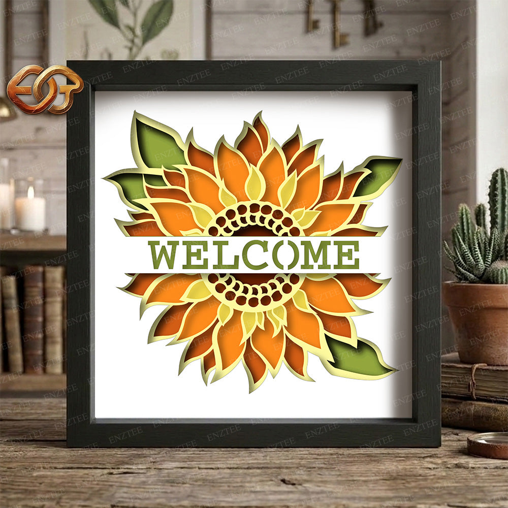Sunflower Shadow Box SVG for Cricut | 3D Layered SVG Paper Cut Light Template
