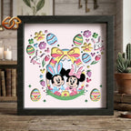 Easter Mouse Couple Shadow Box SVG for Cricut | 3D Layered SVG Paper Cut Light Template 1