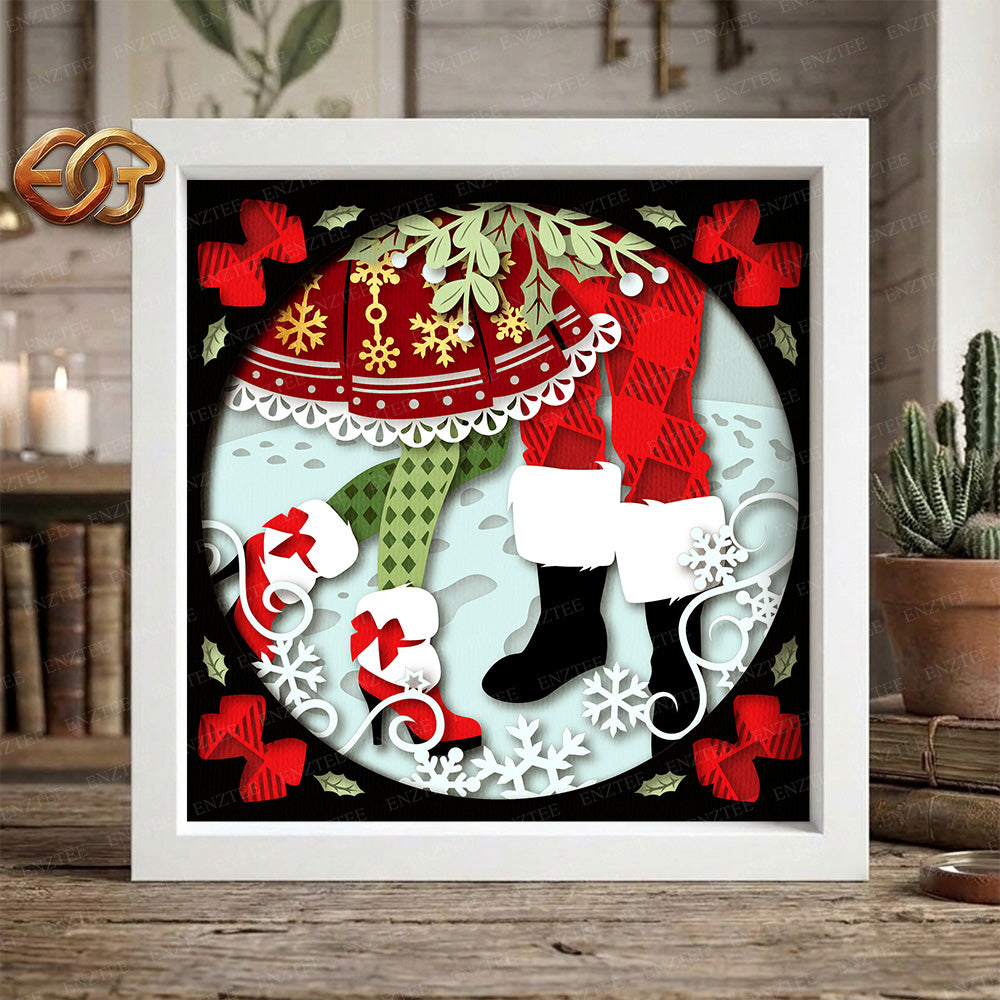 Mistletoe Shadow Box SVG for Cricut | 3D Layered SVG Paper Cut Light Template 2