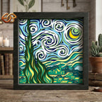 Starry Night Shadow Box SVG for Cricut | 3D Layered SVG Paper Cut Light Box Template