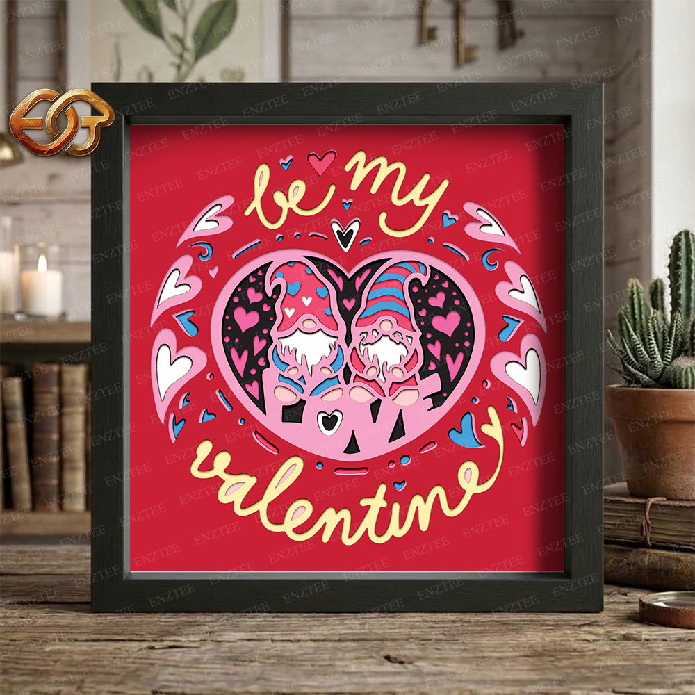 Valentine Gnome Shadow Box SVG for Cricut | 3D Layered SVG Paper Cut Light Box Template 2