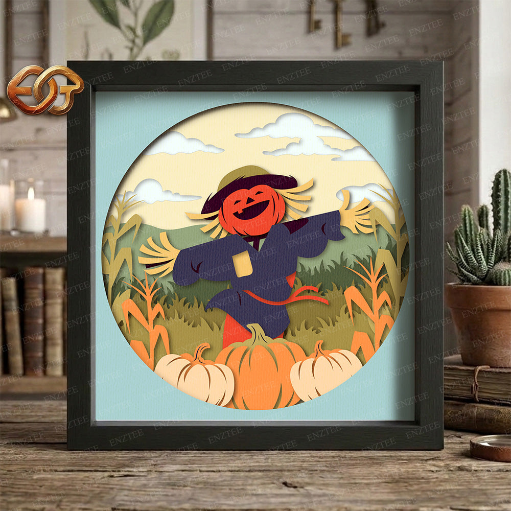 Scarecrow Shadow Box SVG for Cricut | 3D Layered SVG Paper Cut Light Template