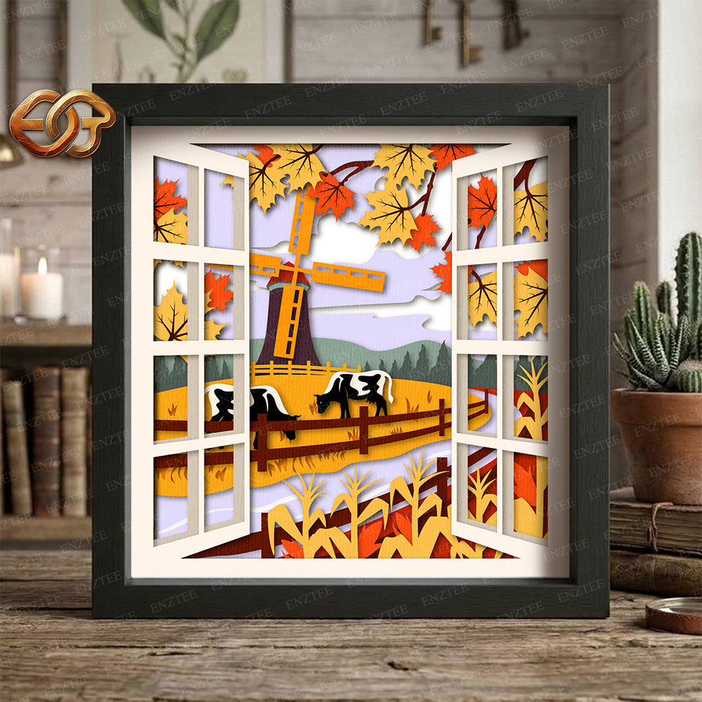 Windmill Shadow Box SVG for Cricut | 3D Layered SVG Paper Cut Light Template