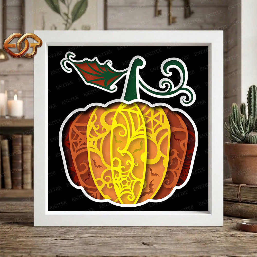 Pumpkin Shadow Box SVG for Cricut | 3D Layered SVG Paper Cut Light Template 2