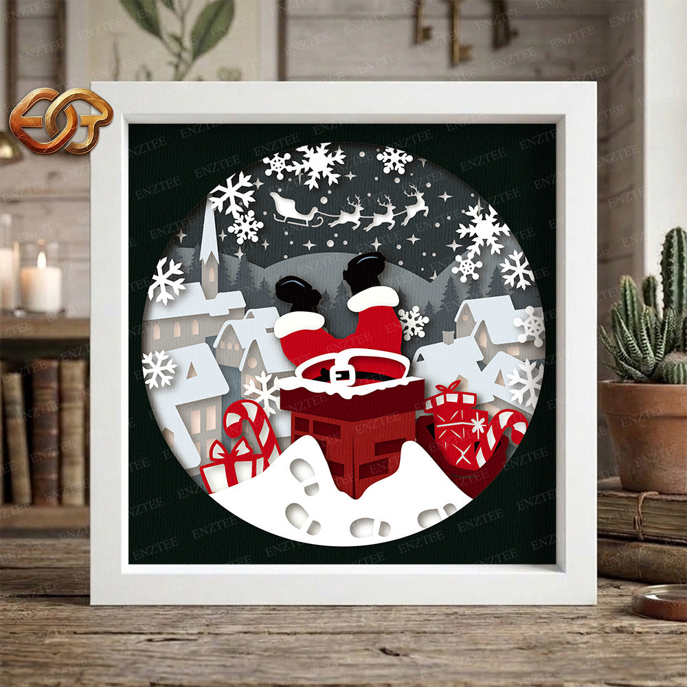 Santa Claus Shadow Box SVG for Cricut | 3D Layered SVG Paper Cut Light Template 4