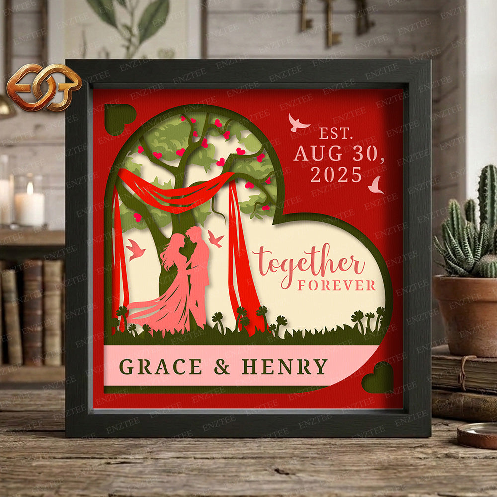 Personalized Wedding Tree Shadow Box SVG for Cricut | 3D Layered SVG Paper Cut Light Box Template
