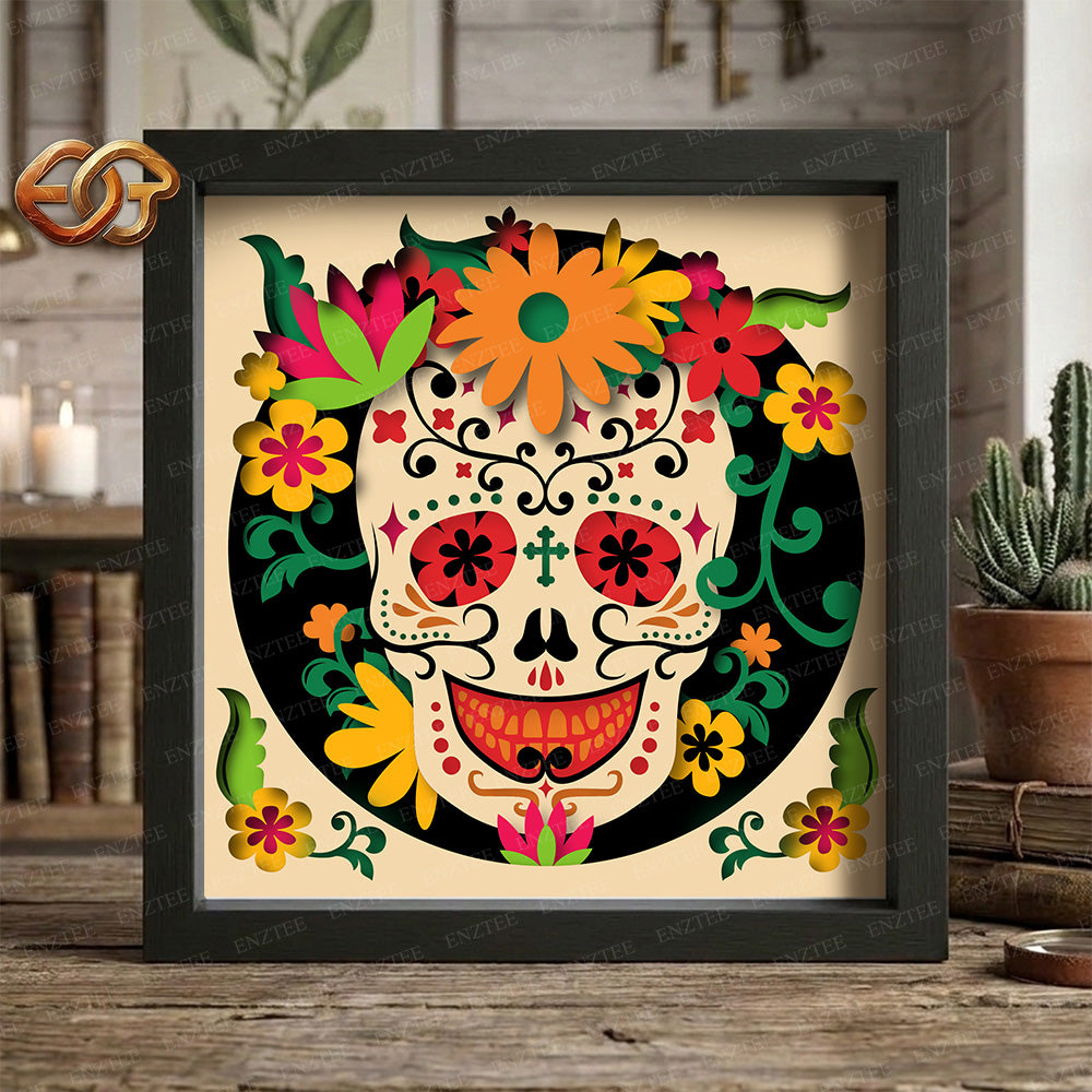 Skull Shadow Box SVG for Cricut | 3D Layered SVG Paper Cut Light Template