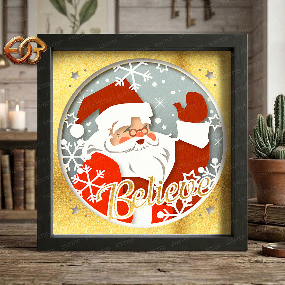 Santa Claus Shadow Box SVG for Cricut | 3D Layered SVG Paper Cut Light Template 2