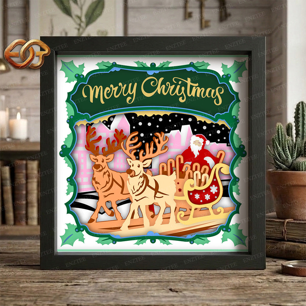Santa Claus Shadow Box SVG for Cricut | 3D Layered SVG Paper Cut Light Template 3