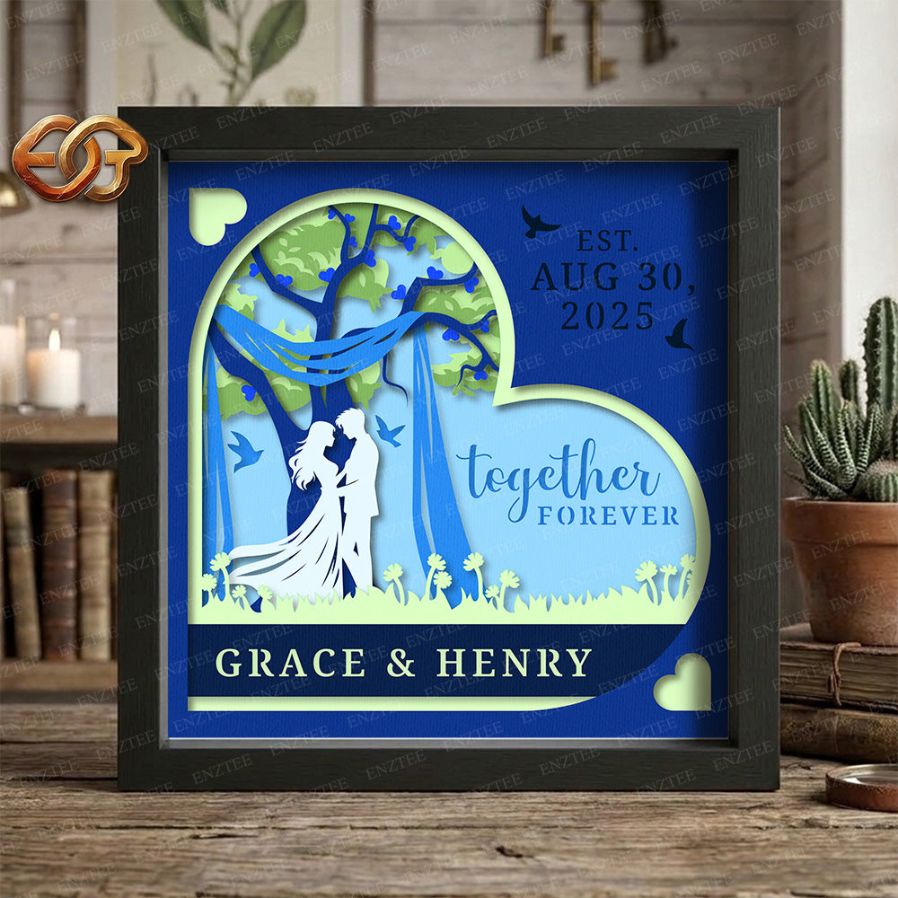 Personalized Wedding Tree Shadow Box SVG for Cricut | 3D Layered SVG Paper Cut Light Box Template
