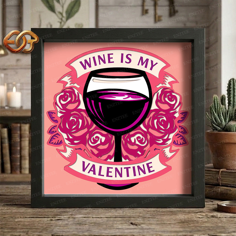 Wine Shadow Box SVG for Cricut | 3D Layered SVG Paper Cut Light Box Template